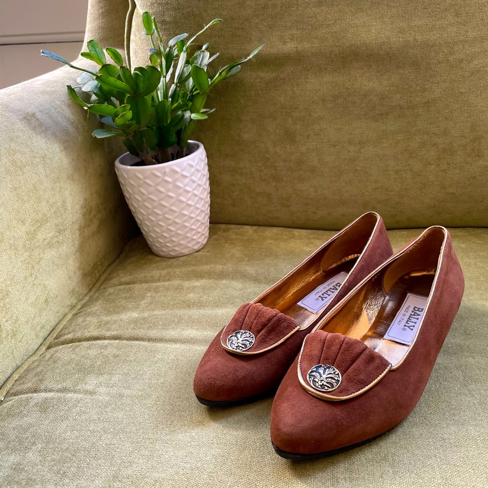 Bally Suede & Gold Wedge Heels 👠